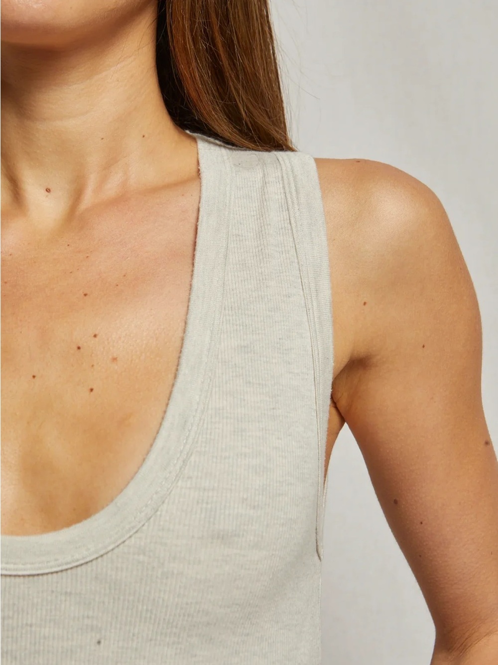 Perfectwhitetee Jordan U Neck in Oatmeal